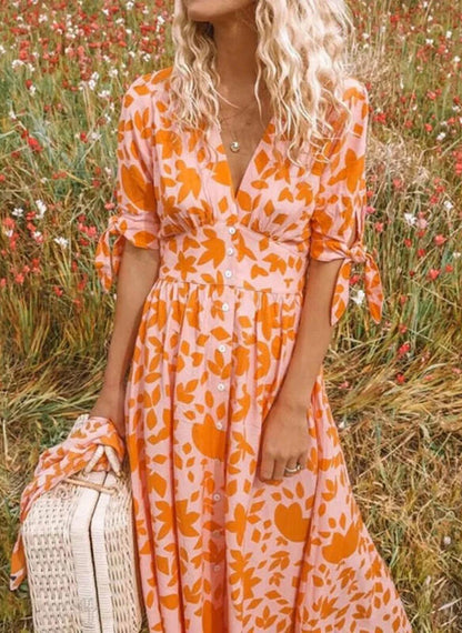 Reinhilda - Elegant orange aftenkjole