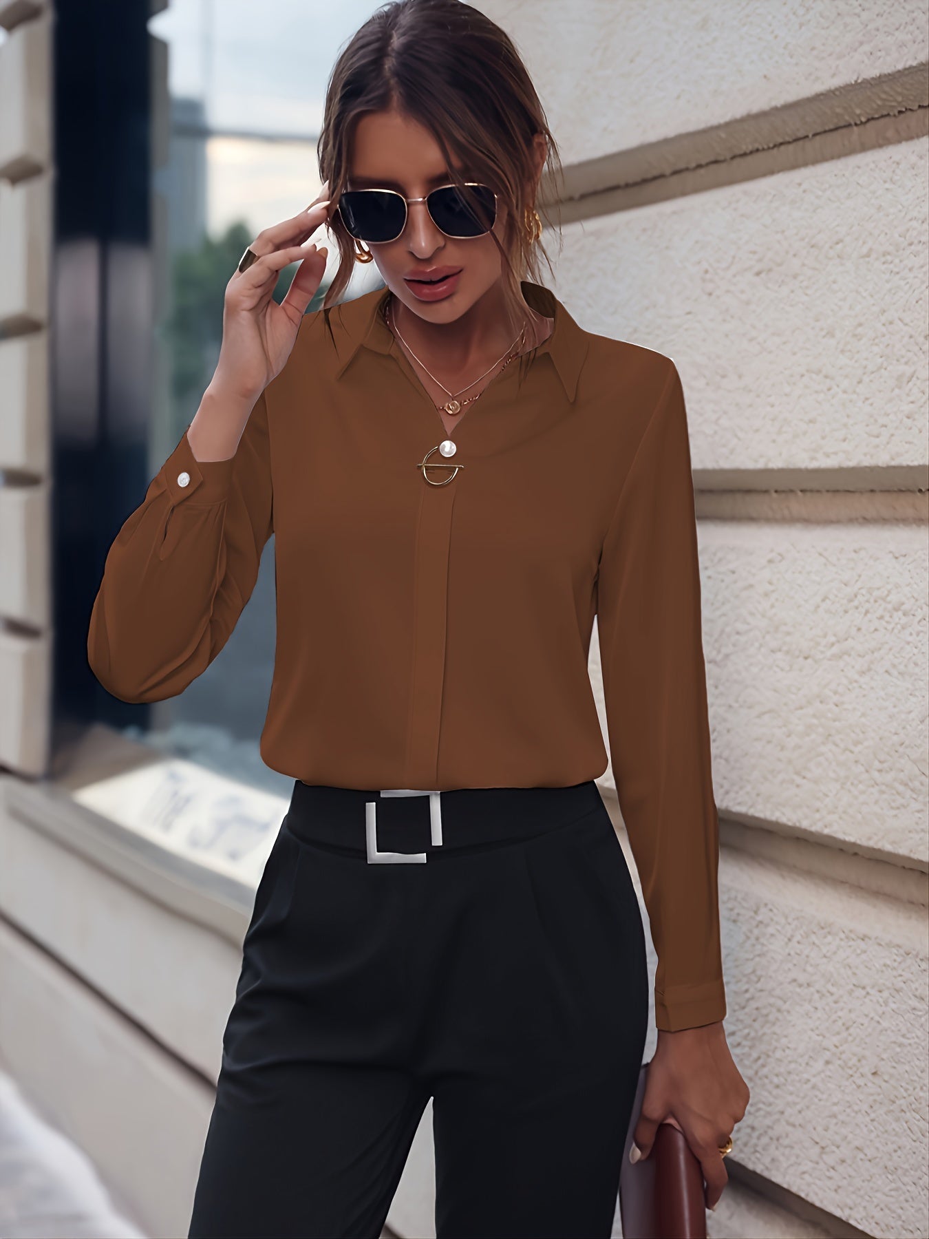 Hvid elegant slim-fit bluse - Ilse