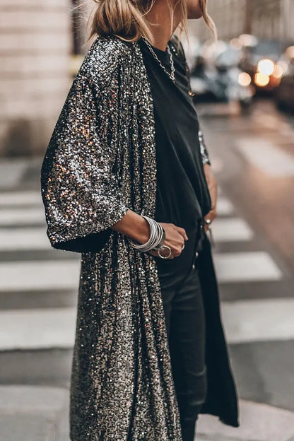 Mechtilde - Glamour-pailletkimono med klokkeærmer