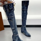 Knæhøje støvler i denim til kvinder - Veniva