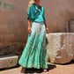 Tie dye-nederdel med blomsterprint og farvegradient - Lauren