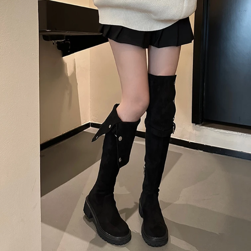 Over-the-Knee-støvler med remspænde - Narkia