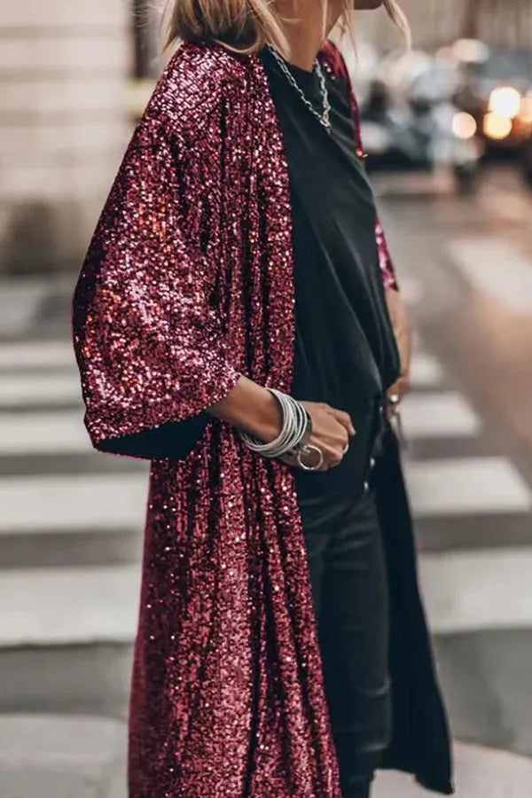 Mechtilde - Glamour-pailletkimono med klokkeærmer
