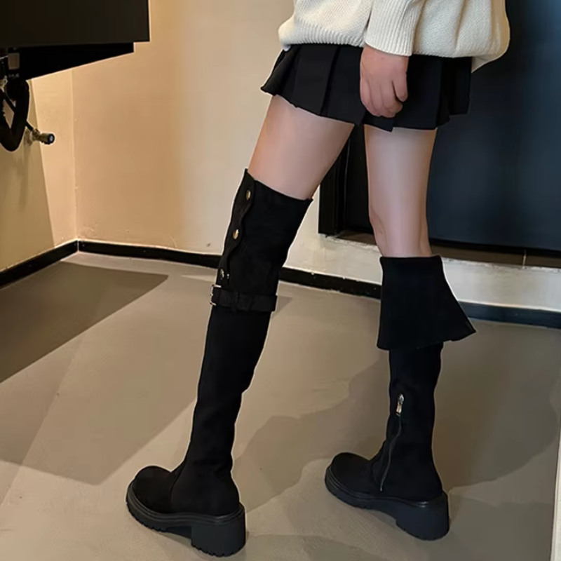 Over-the-Knee-støvler med remspænde - Narkia
