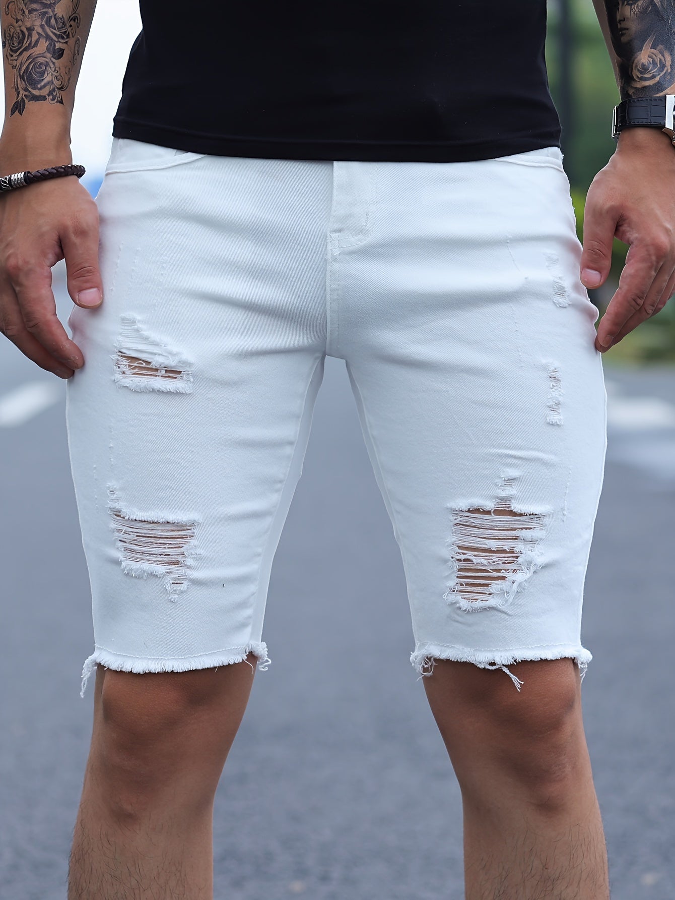 Kongeblå rippede shorts - Carl