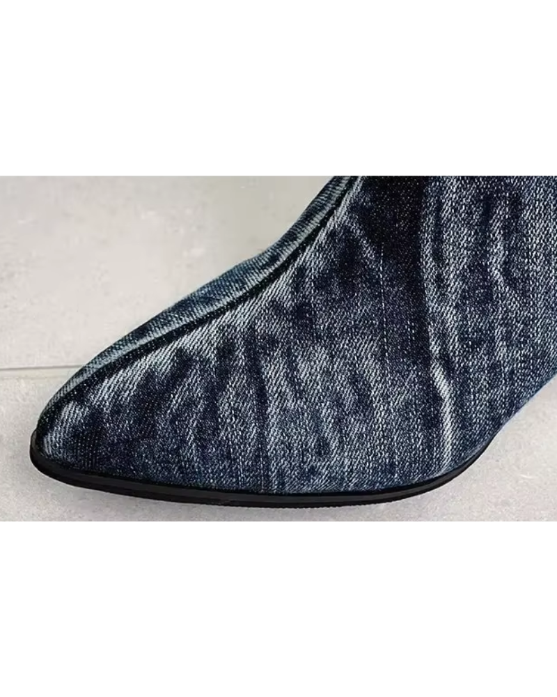 Knæhøje støvler i denim til kvinder - Veniva
