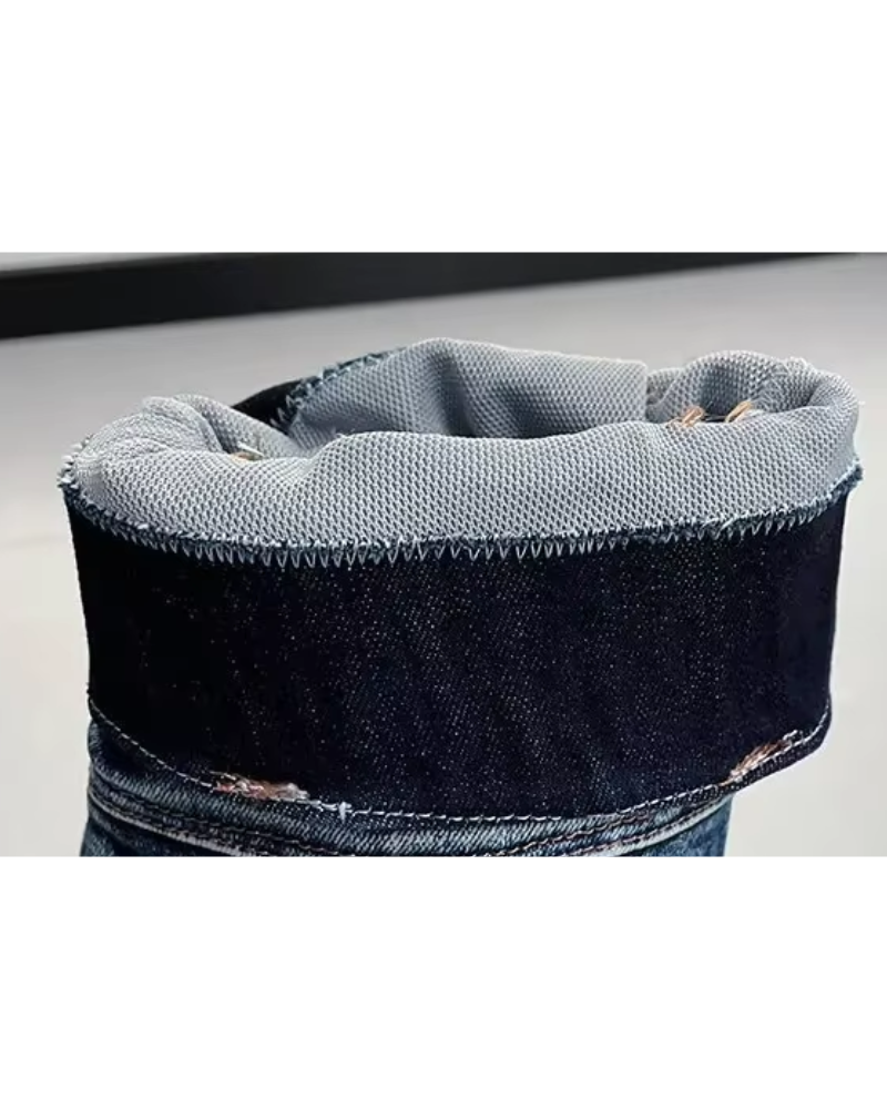 Knæhøje støvler i denim til kvinder - Veniva