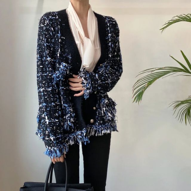 Tweedblazer med frynsede kanter - Blanca