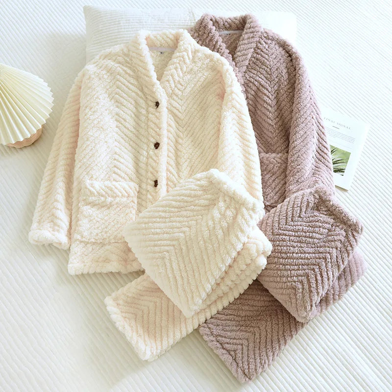 Fuzzy Sherpa Fleece Pyjamas-sæt til kvinder - Arliya