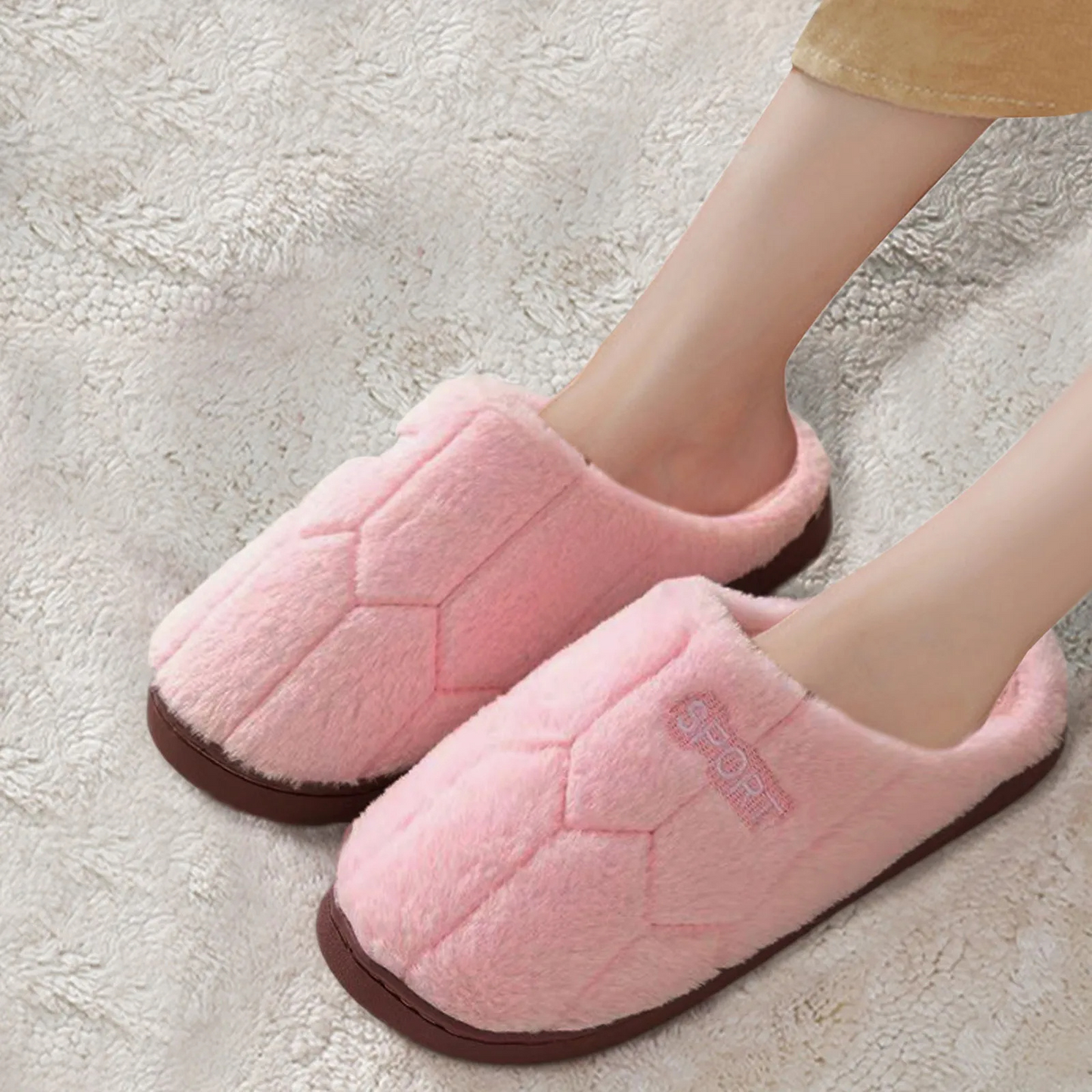 Fladhælede pels slippers til kvinder - Angelin