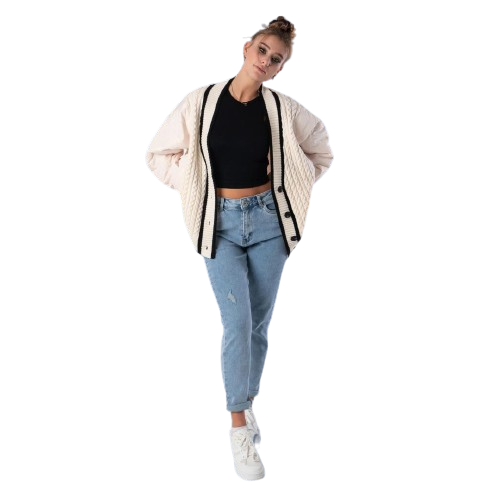 Trendy tofarvet kabelstrikket cardigan - Dwan