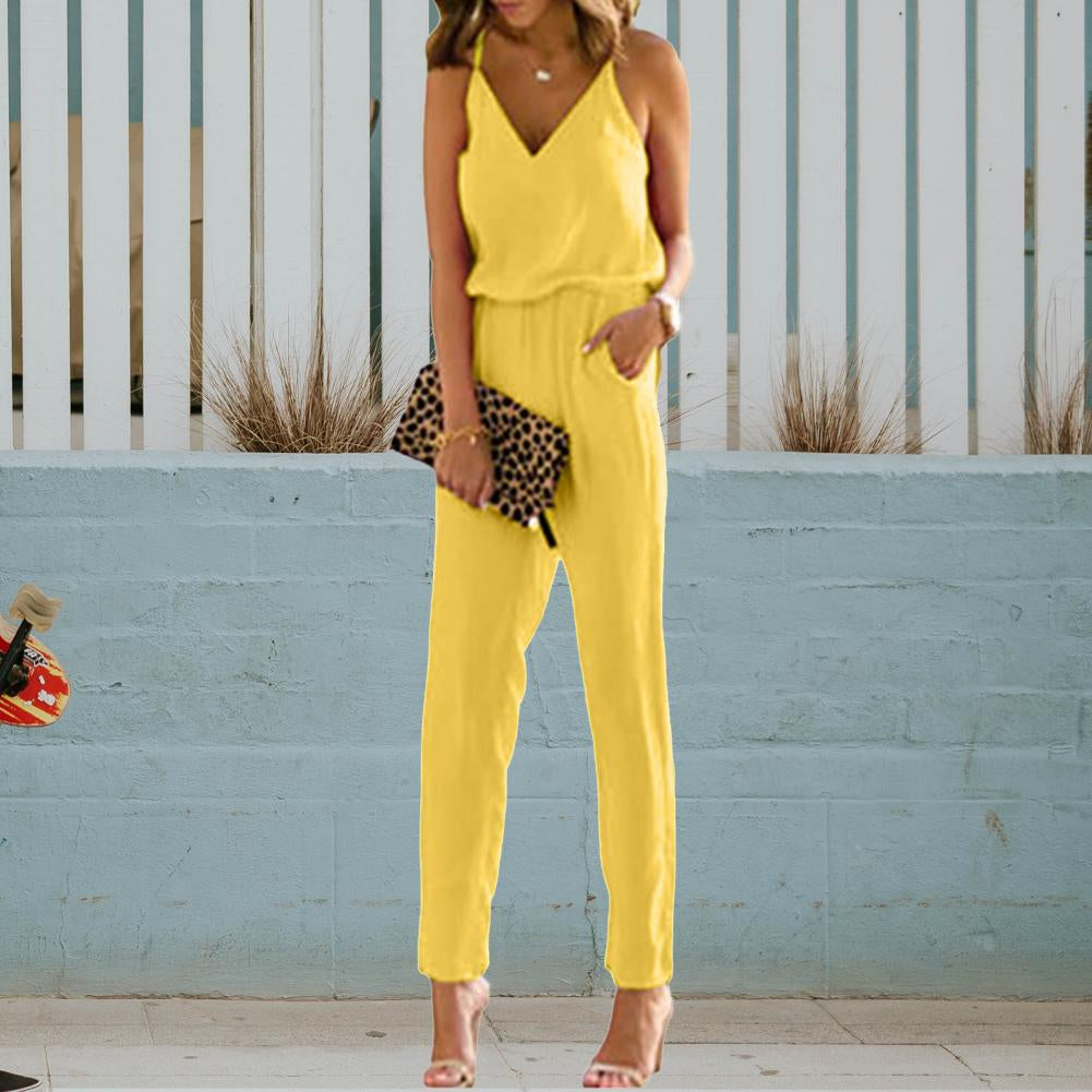 Luisa - Sommer-jumpsuit uden ærmer med V-udskæring
