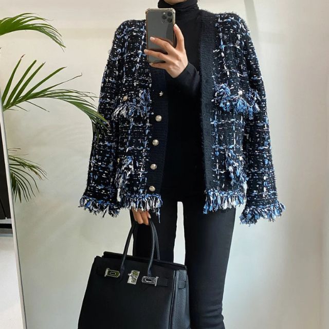 Tweedblazer med frynsede kanter - Blanca