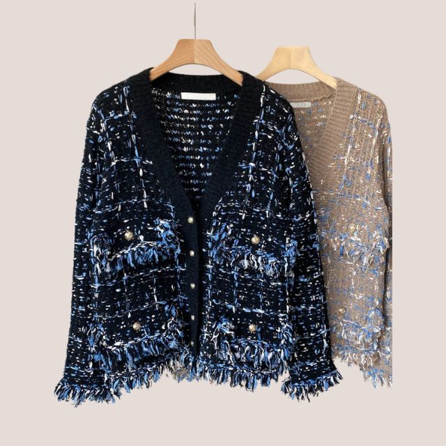 Tweedblazer med frynsede kanter - Blanca