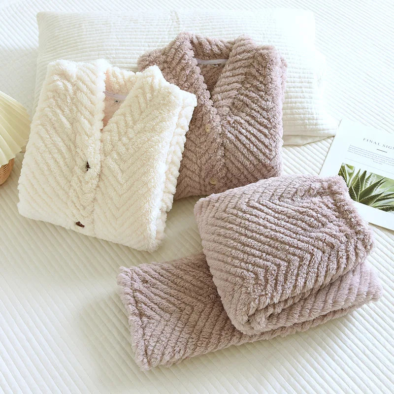 Fuzzy Sherpa Fleece Pyjamas-sæt til kvinder - Arliya