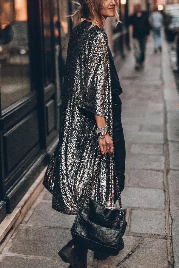 Mechtilde - Glamour-pailletkimono med klokkeærmer