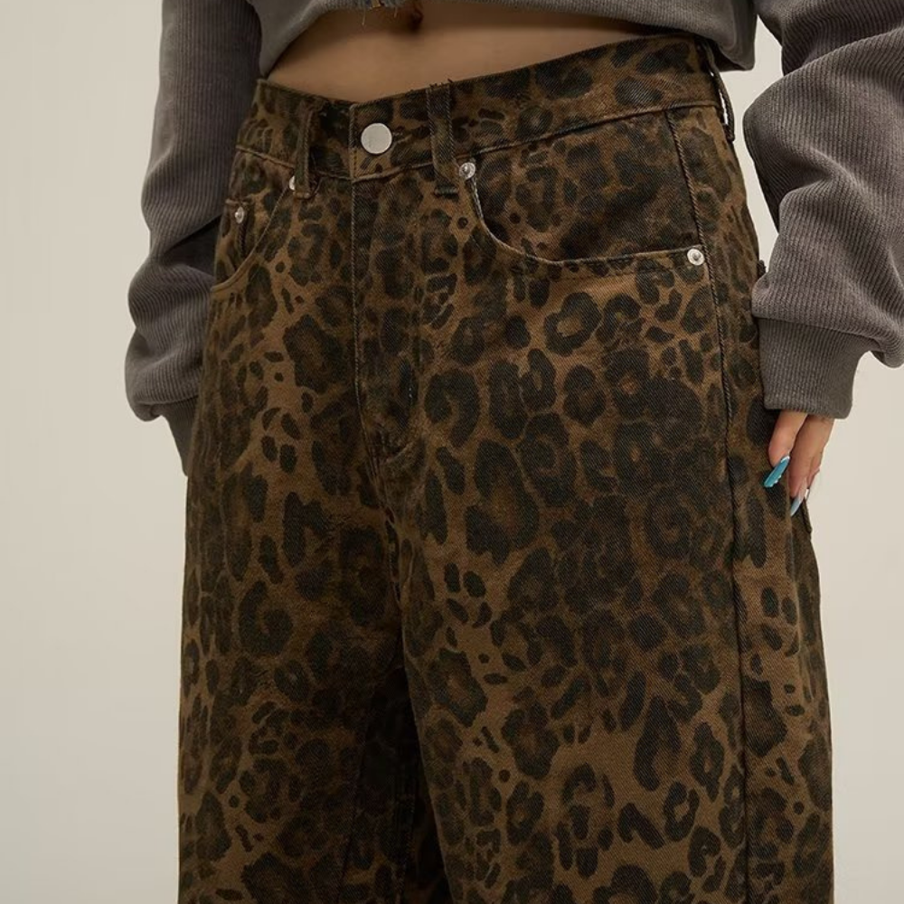 Jeans med leopardmønster - Mya