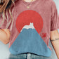 Japansk kunst Fuji-kat på bjerg T-shirt med tryk - Patricia