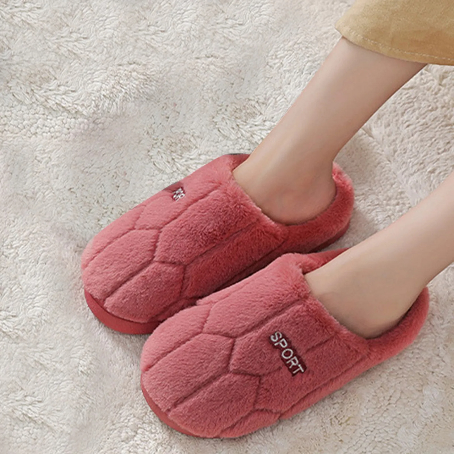 Fladhælede pels slippers til kvinder - Angelin