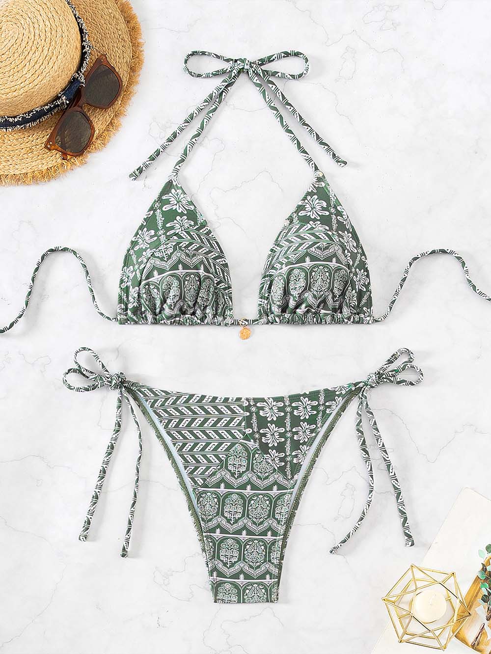 Stilfuld Bikini med Blomster Geo Print - Hydee