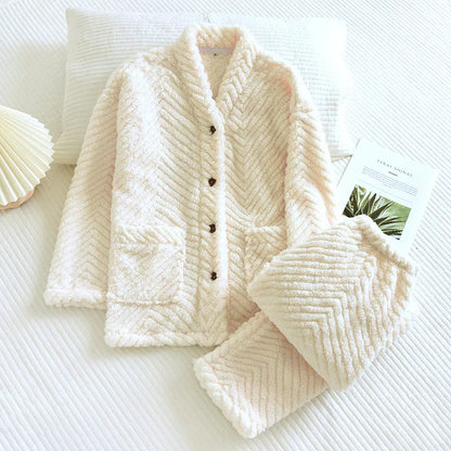 Fuzzy Sherpa Fleece Pyjamas-sæt til kvinder - Arliya