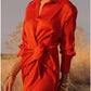 Silke Satin Wrap Maxi Skjortekjole - Maida