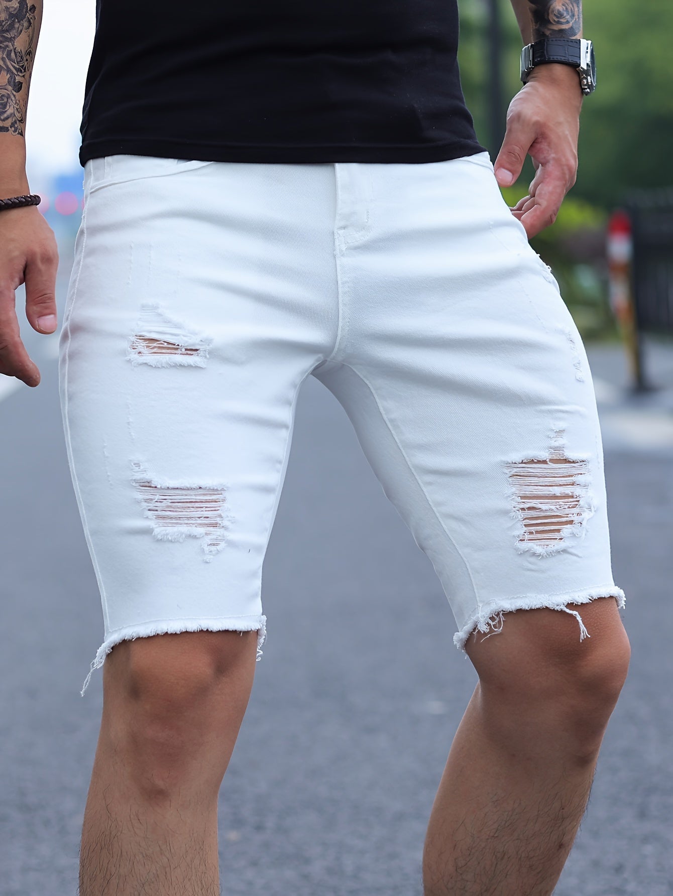 Kongeblå rippede shorts - Carl