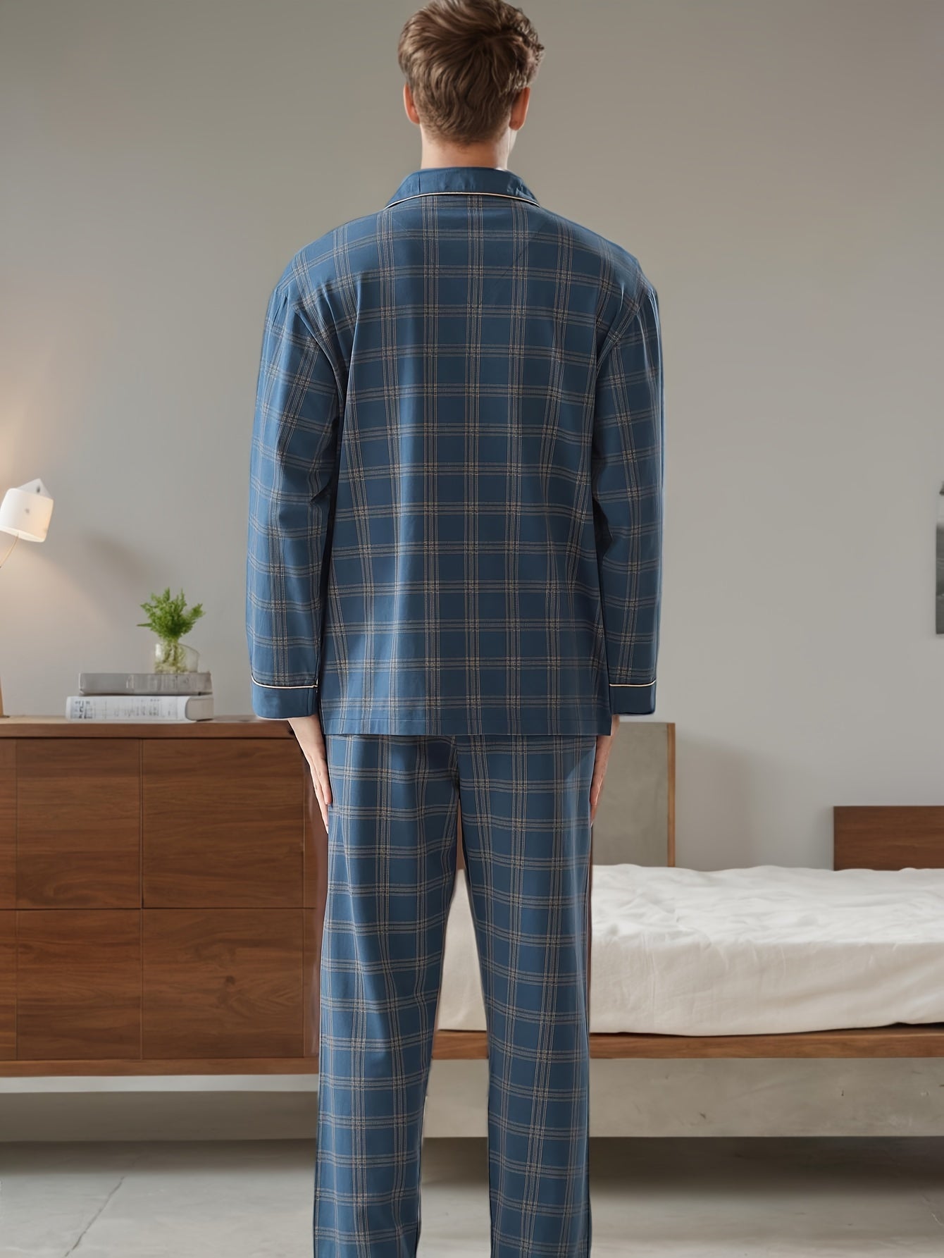Blødt ternet pyjamas-sæt til mænd - Ravin