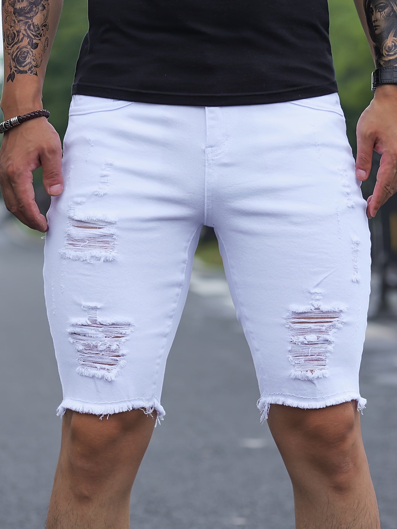 Kongeblå rippede shorts - Carl