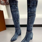 Knæhøje støvler i denim til kvinder - Veniva