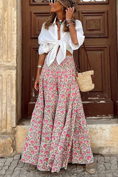 Emmi - Sommer Lange Skørt Boho Tryk