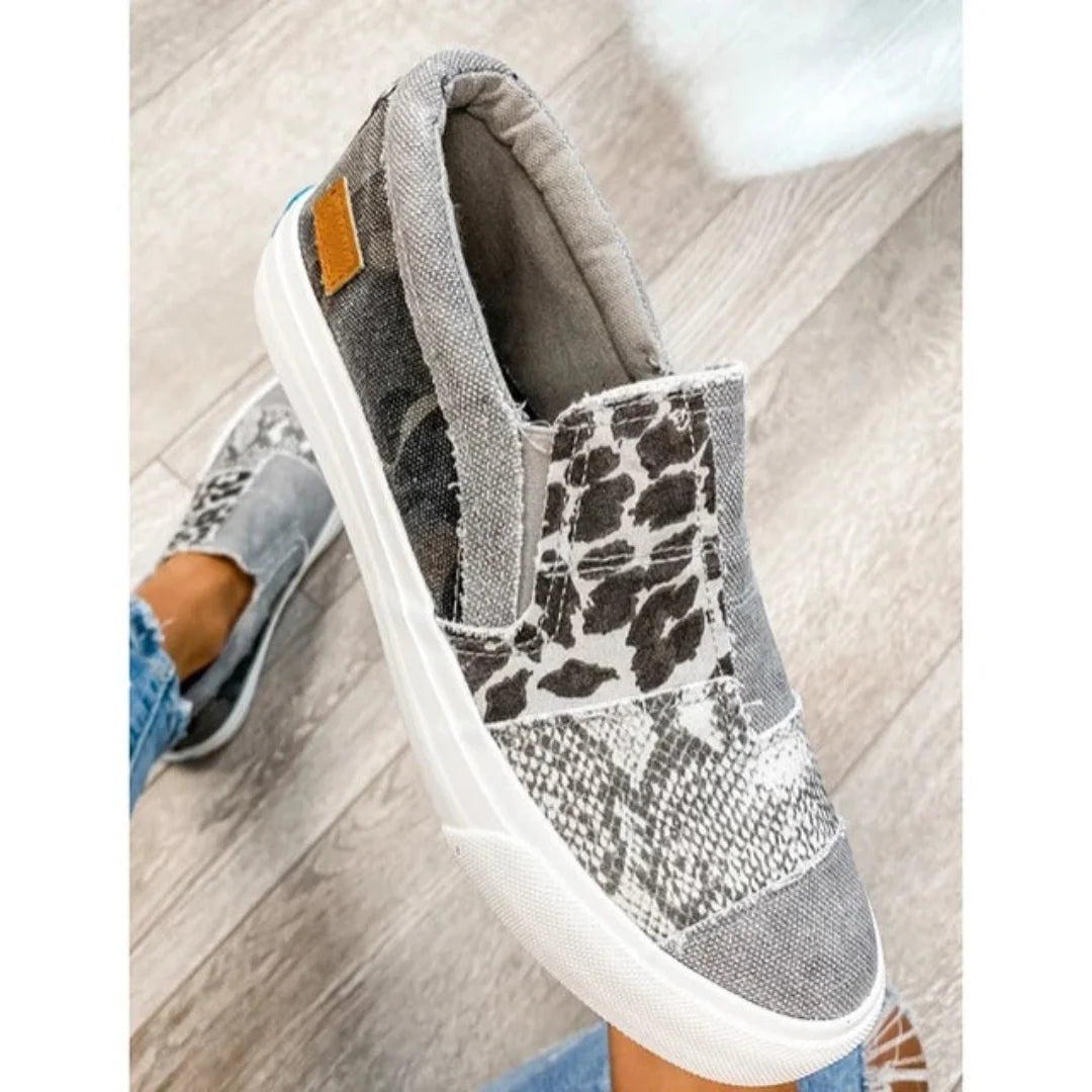 Casual lærredssko med leopardprint - Logan