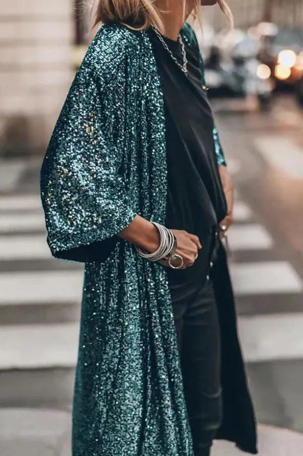 Mechtilde - Glamour-pailletkimono med klokkeærmer