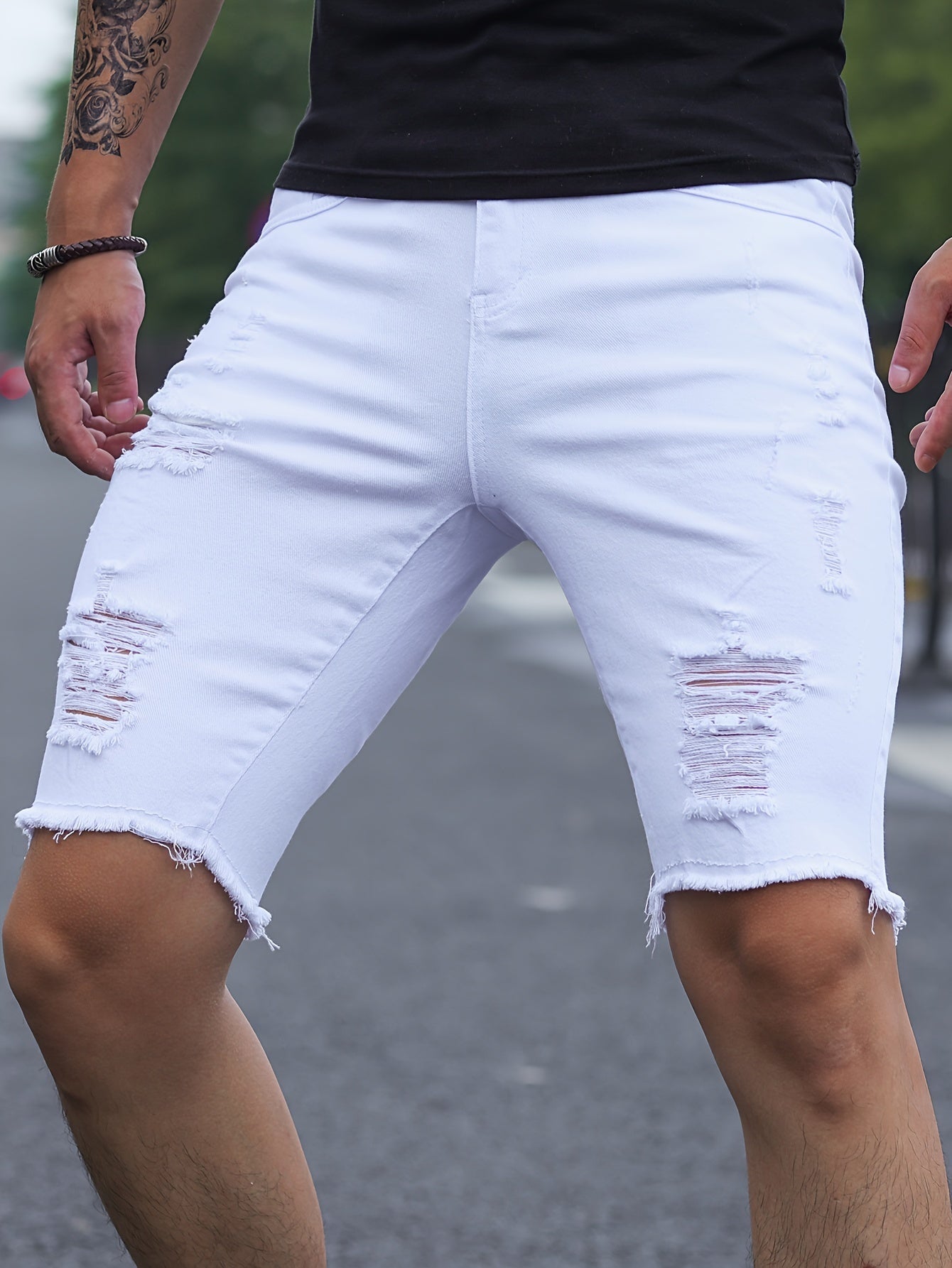 Kongeblå rippede shorts - Carl
