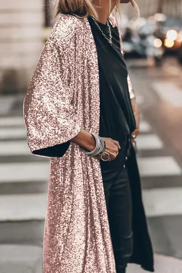 Mechtilde - Glamour-pailletkimono med klokkeærmer