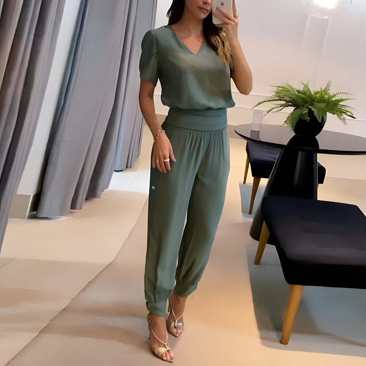 Luna- Trendy sæt med bluse og bukser
