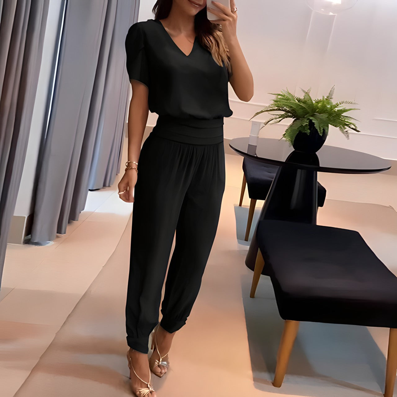 Luna- Trendy sæt med bluse og bukser
