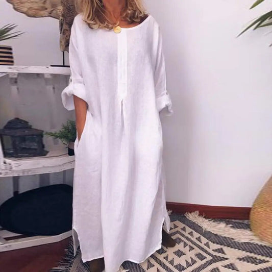 Tatjana - Lang Skjortekjole Af Hør I Oversize