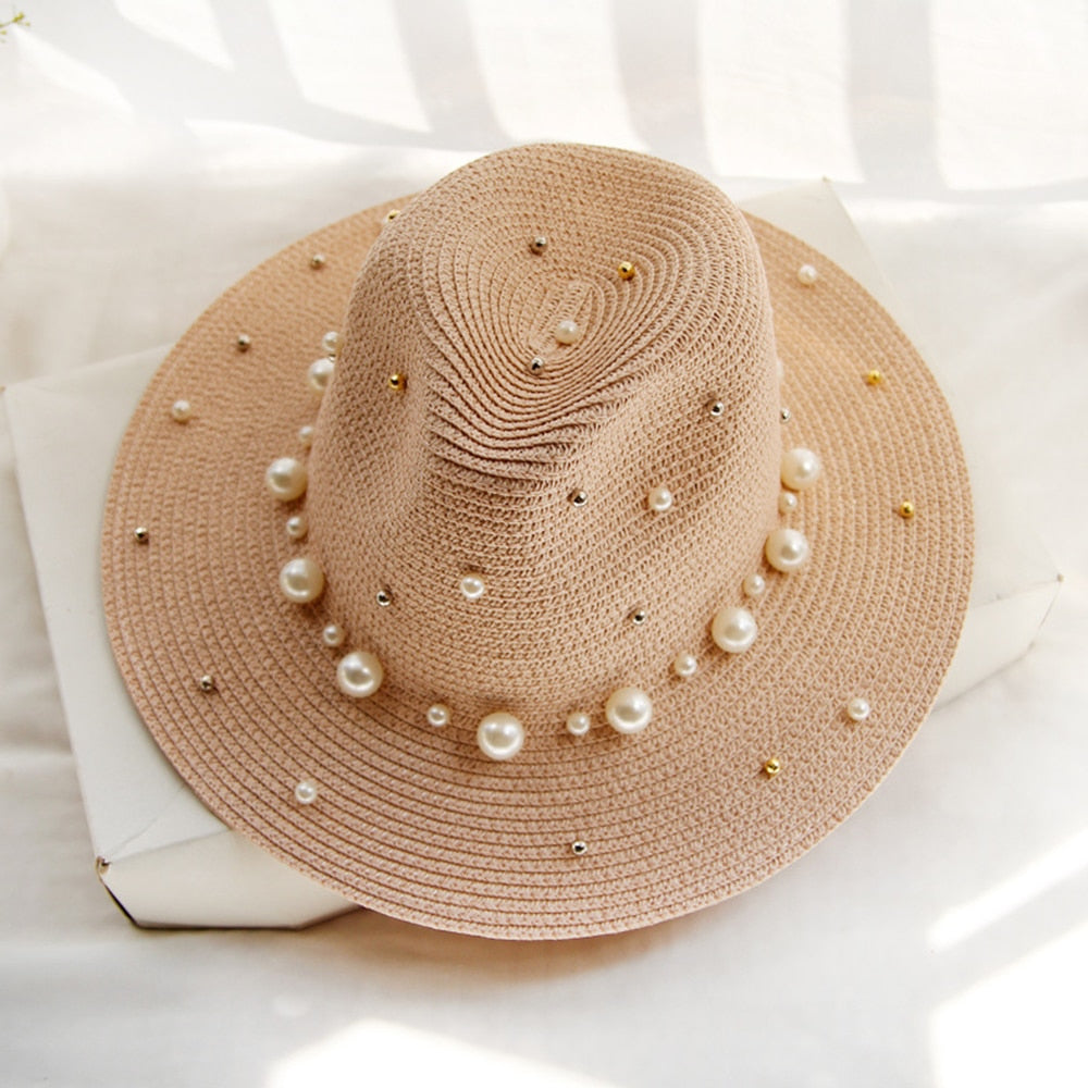 Elegant solhat med perledekorationer - Veradis