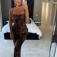 Thyra - Leopardprint Spaghetti Maxikjole