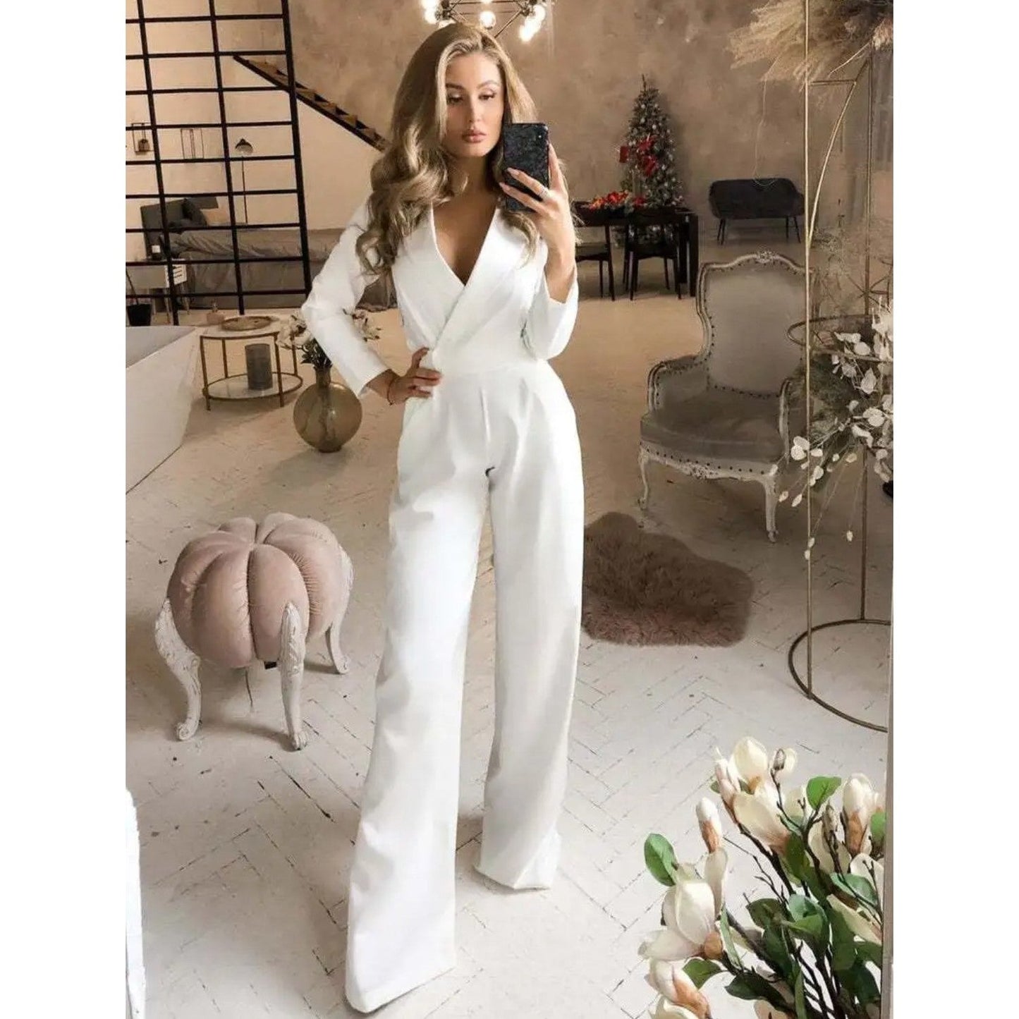 Eleonore - Elegant Jumpsuit Med Høj Krave