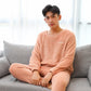 Herre Varm Koralfarvet Velvet Pyjamas Sæt - Quinto