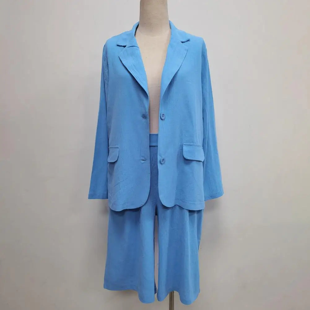 Bomuld-Hør Blazer & Shorts 2-delt Sæt - Tarina
