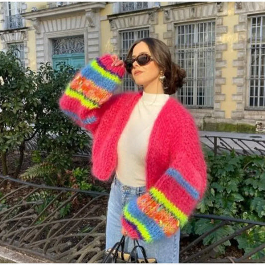 Amalie - Stribet, åben sweater