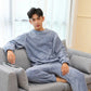Herre Varm Koralfarvet Velvet Pyjamas Sæt - Quinto
