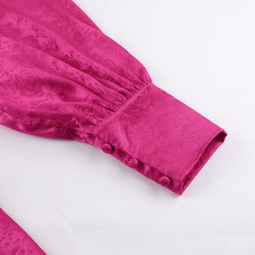 Flare-kjole i satin med print - Autumn