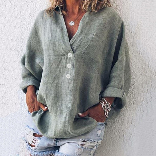 Elegant og stilfuld hørbluse - Nerissa