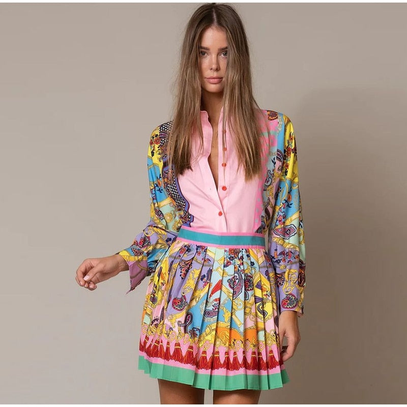 Linchen - Elegante Print-skjorte-røjesæt