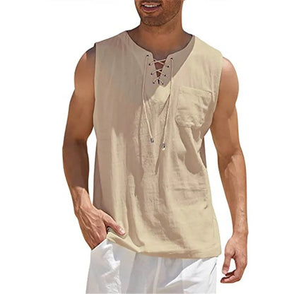 Herre Bomuld Linned Ærmeløs Tank Top - Phelps