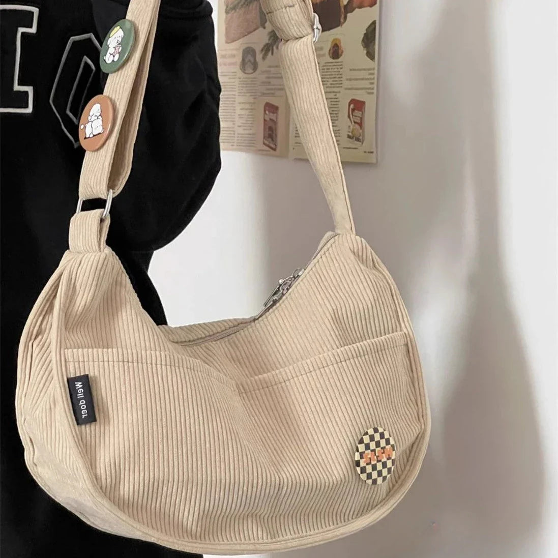 Kvinders Corduroy Crossbody-taske - Oriella